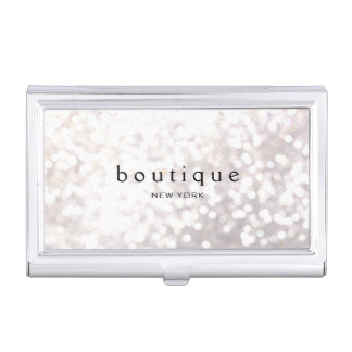 White Bokeh Glitter Modern Fashion & Beauty Business Card Holder