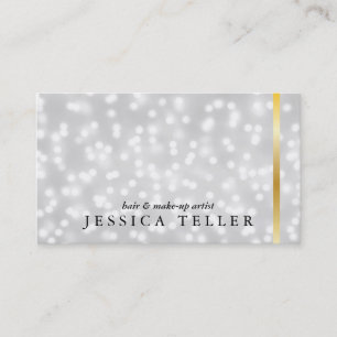 White Bokeh Gold Bar Business Card