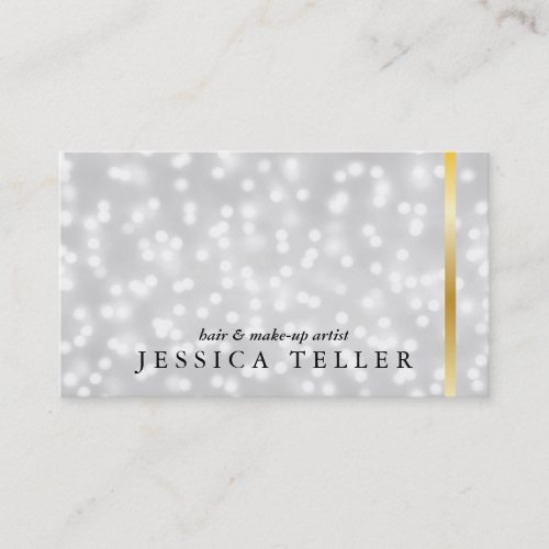 White Bokeh Gold Bar Business Card