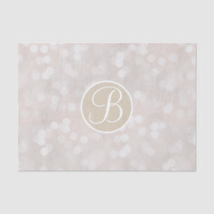 White Bokeh Lights Sparkle Monogram Letter Initial Tissue Paper