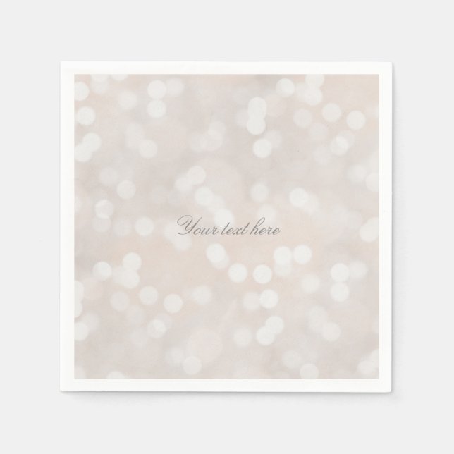White Bokeh Modern Glamour Chic Custom Party Paper Napkins (Front)