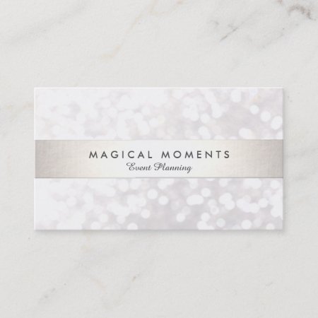White Bokeh Wedding And Event Planner Business Card