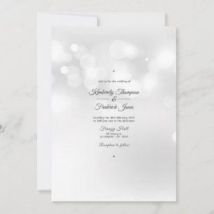 White Bokeh Wedding Invitation