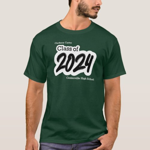 White Bold Brush Class of 2024 T_Shirt