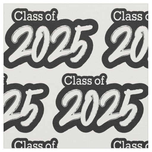 White Bold Brush Class of 2025 Fabric