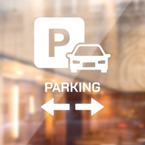 White Bold Directional Parking Area Window Cling