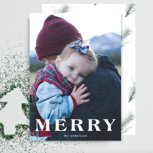 White Bold MERRY Christmas Holiday Photo Card