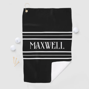 White Bold Modern Monogram Golf Towel