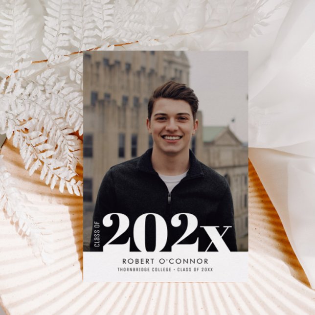 white Bold typography graduation invitation Postcard (Creator Uploaded)