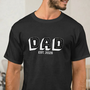 White Bold Varsity Established Dad Design T-Shirt