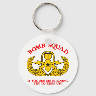 White Bomb Squad Run Keep Up Keychain