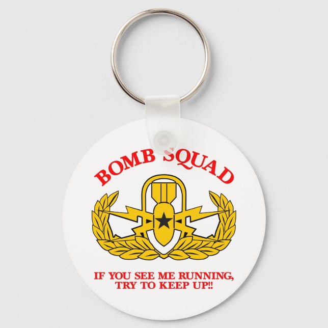 White Bomb Squad Run Keep Up Keychain (Front)