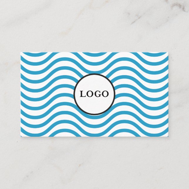 White Bondi Blue Wave Design Business Card (Front)