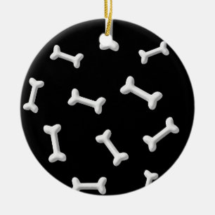 White Bones On Black Background Custom Ceramic Ornament