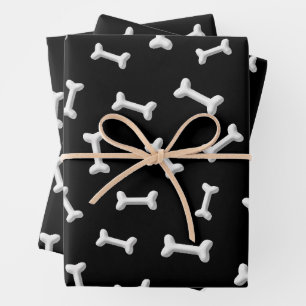 White Bones On Black Background Custom Wrapping Paper Sheets