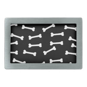 White bones on black belt buckle
