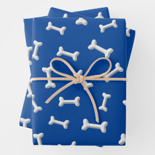 White Bones On Blue Background Custom Wrapping Paper Sheets
