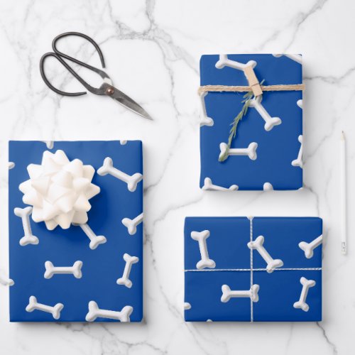 White Bones On Blue Background Custom Wrapping Paper Sheets