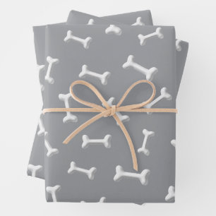 White Bones On Gray Background Custom Wrapping Paper Sheets