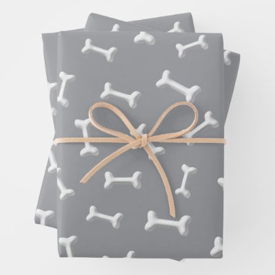 White Bones On Gray Background Custom Wrapping Paper Sheets