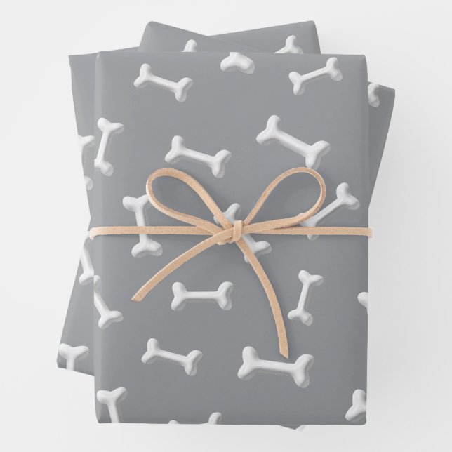 White Bones On Gray Background Custom Wrapping Paper Sheets (In situ)