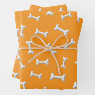 White Bones On Orange Background Custom Wrapping Paper Sheets