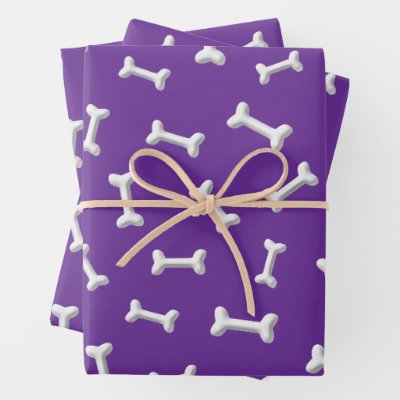 White Bones On Purple Background Custom Wrapping Paper Sheets