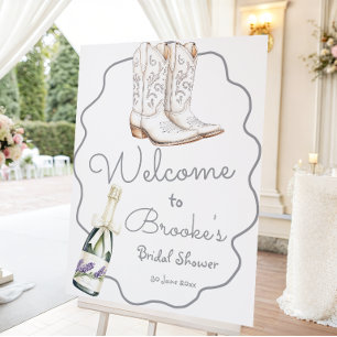 White Boots and Bubbly Bridal Shower Welcome Foam Board