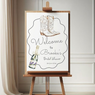 White Boots and Bubbly Bridal Shower Welcome Foam Board