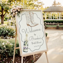 White Boots and Bubbly Bridal Shower Welcome