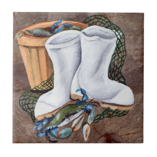 White Boots and Crabs Tile