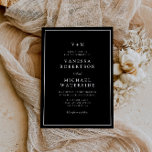 white border black unique QR Code wedding Invitation<br><div class="desc">black borders simple elegant black and white wedding theme,  the text,  QR Code and colors can be edited.</div>