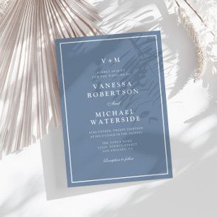 white border dusty blue QR Code wedding Invitation