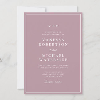 white border dusty rose QR Code wedding Invitation