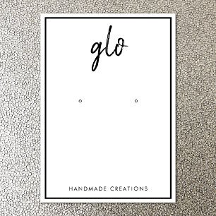 White Border Hand Drawn Font Earring Display