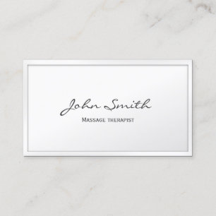 White Border Massage therapist Business Card