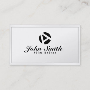 White Border Monogram Film Editor Business Card