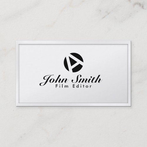 White Border Monogram Film Editor Business Card