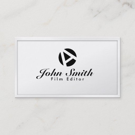 Customizable White Border Monogram Film Editor Business Card