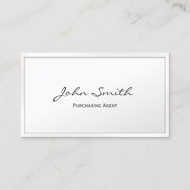 White Border Purchasing Agent Business Card (Front)