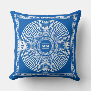 White Borders on Grey Blue Background  Throw Pillow
