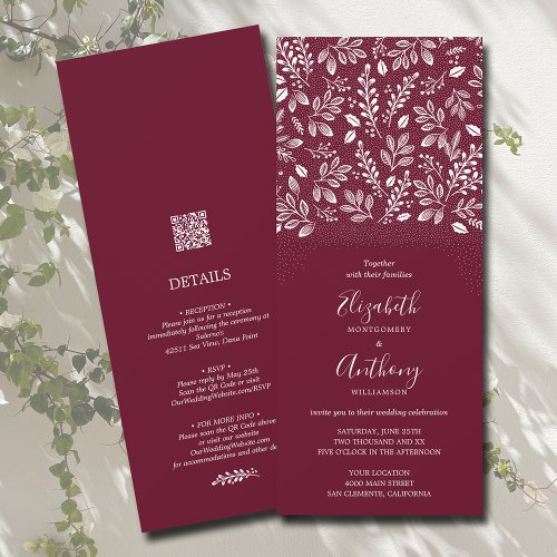 White Botanical All In One Wedding Invitation