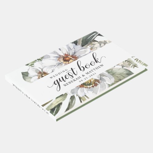 White Botanical Bohemian Dahlia  Guest book