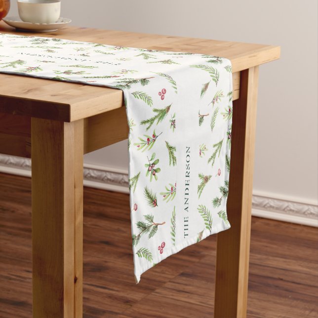 White botanical elegant modern family gift decor  medium table runner (In Situ)