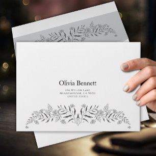 White Botanical Embossed Elegant Envelope