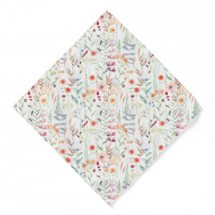White Botanical Watercolor Floral Neck Tie Bandana