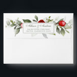 White Botanical | Wedding Envelope<br><div class="desc">This envelope has a white exterior with a white floral design on the inside flap. The return address is on the outside flap in a green all-caps serif font with a thin green border surrounding the address. Behind the address is a coordinating floral design. This envelope coordinates with the other...</div>