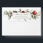 White Botanical | Wedding Envelope<br><div class="desc">This envelope has a white exterior with a white floral design on the inside flap. The return address is on the outside flap in a green all-caps serif font with a thin green border surrounding the address. Behind the address is a coordinating floral design. This envelope coordinates with the other...</div>