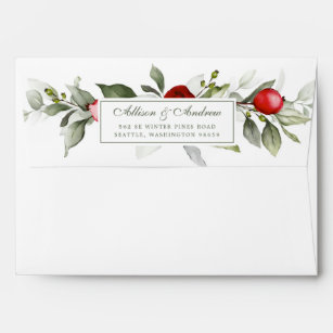 White Botanical   Wedding Envelope