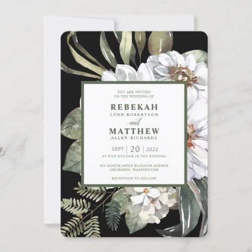 White Botanical  Wedding Invitation